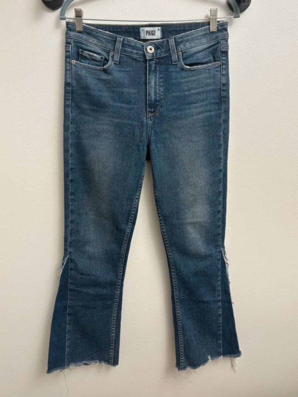 PAIGE Jeans Cropped Distressed Pieced Collette High Rise Stretch Size 29